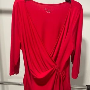 Lane Bryant bright red, fancy cross style shirt